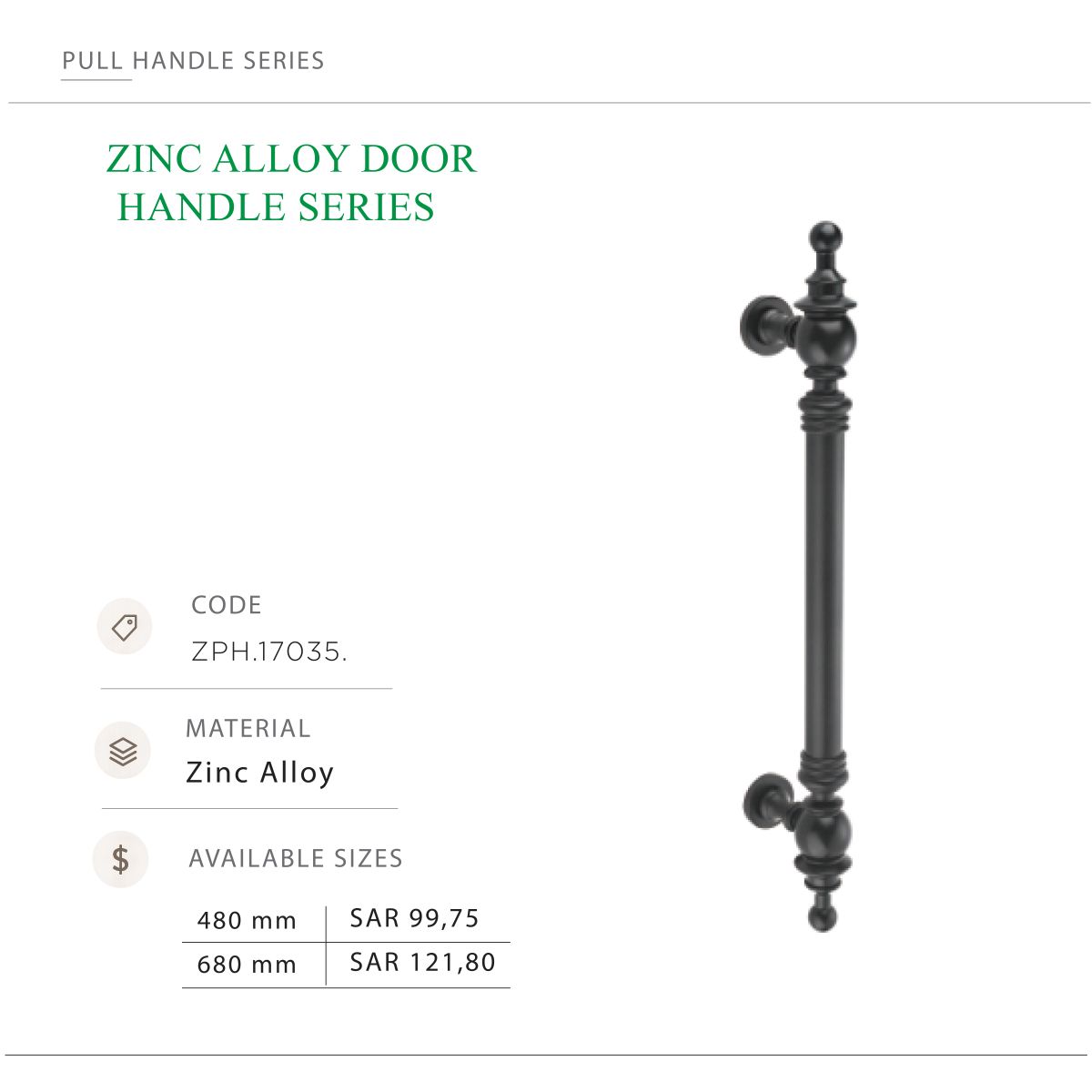 ZPH.17035.BLK Zinc Alloy Handle - Image 1