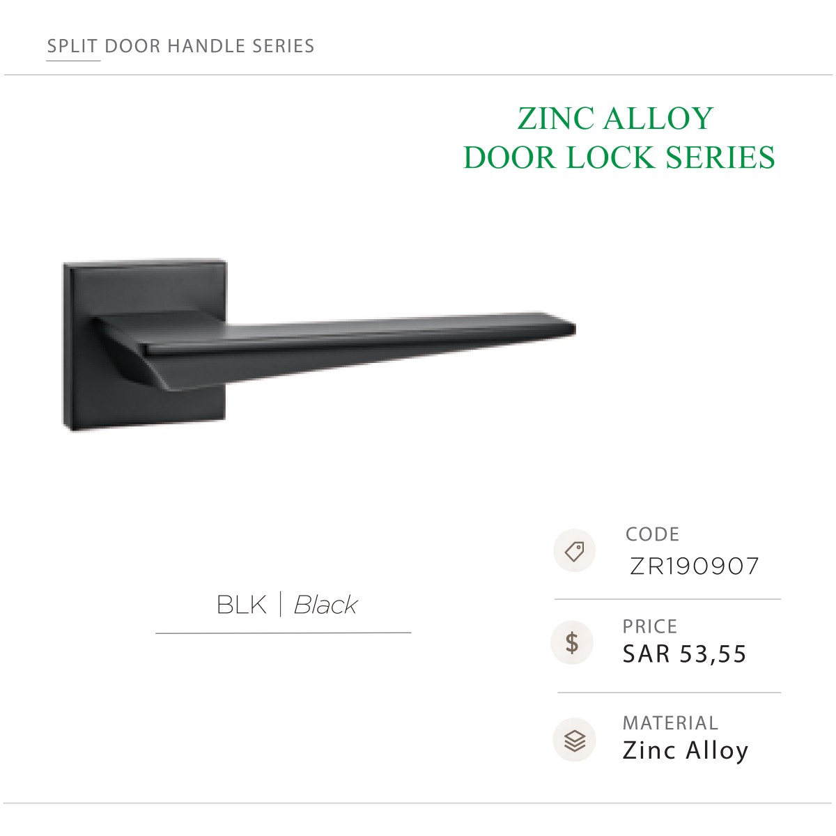 ZR-190907-BLK (2) Zinc Door Lock - Image 1