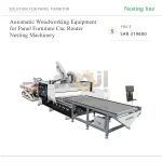 معدات أوتوماتيكية للأعمال الخشبية وأثاث الألواح، مزودة بماكينة راوتر CNC بنظام Nesting