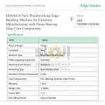⁦ماكينة تلبيس حواف للأعمال الخشبية موديل EF666GA، لتصنيع الأثاث، مزودة بمضخة ومحامل وعلبة تروس⁩ - الصورة ⁦8⁩