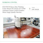 ⁦مركز تشغيل إكسايتك E5-1530D راوتر CNC للأخشاب للأعمال الشاقة، أوتوماتيكي بنظام تحكم Syntec، مزود بعلبة تروس ومضخة ومحرك ومغزل منفرد بثلاثة محاور⁩ - الصورة ⁦3⁩