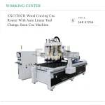 راوتر إكسايتك CNC من جينان لنقش الأخشاب، مزود بمبدّل أدوات خطي أوتوماتيكي
