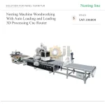 ماكينة راوتر CNC بنظام Nesting للأعمال الخشبية، مزودة بنظام تحميل وتفريغ أوتوماتيكي ومعالجة ثلاثية الأبعاد