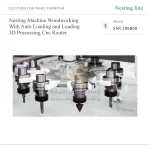 ⁦ماكينة راوتر CNC بنظام Nesting للأعمال الخشبية، مزودة بنظام تحميل وتفريغ أوتوماتيكي ومعالجة ثلاثية الأبعاد⁩ - الصورة ⁦6⁩
