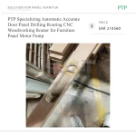 ⁦ماكينة راوتر CNC PTP أوتوماتيكية متخصصة للأعمال الخشبية، دقيقة لحفر وتفريز ألواح الأبواب وألواح الأثاث، مزودة بمحرك ومضخة⁩ - الصورة ⁦2⁩