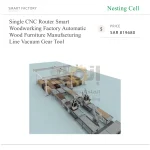 ⁦ماكينة راوتر CNC مفردة ضمن خط تصنيع أوتوماتيكي للأثاث الخشبي في مصنع نجارة ذكي، مزودة بنظام شفط وتروس وأدوات⁩ - الصورة ⁦6⁩