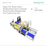 ⁦ماكينة راوتر CNC مفردة ضمن خط تصنيع أوتوماتيكي للأثاث الخشبي في مصنع نجارة ذكي، مزودة بنظام شفط وتروس وأدوات⁩ - الصورة ⁦5⁩