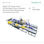 ⁦ماكينة راوتر CNC مفردة ضمن خط تصنيع أوتوماتيكي للأثاث الخشبي في مصنع نجارة ذكي، مزودة بنظام شفط وتروس وأدوات⁩ - الصورة ⁦3⁩